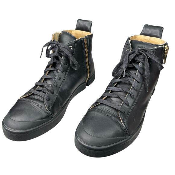 Diesel Men’s Zip Round S Nentish Black Leather High Top Sneaker Size US 13 - Picture 6 of 12